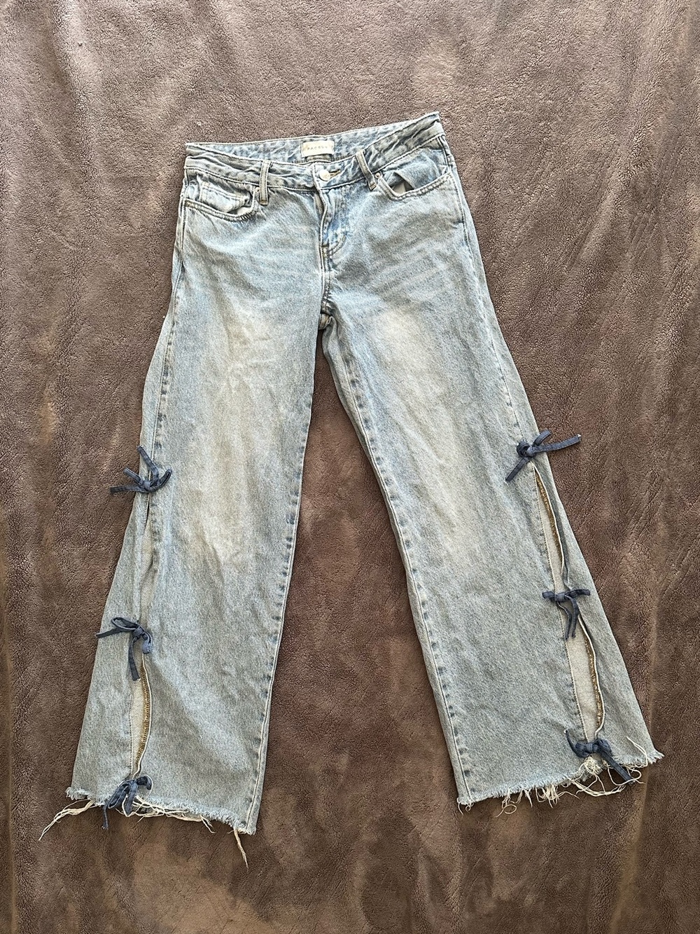 PacSun Light Blue Tie-Side Flare Jeans with Bow Detaling